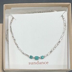 Sundance Catalog “Focus Necklace” Turquoise Sterling Silver .925 Long Chain 30”